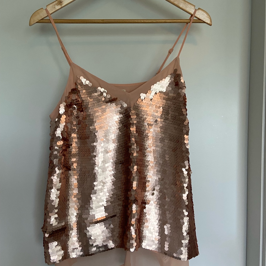 Moulinette Soeurs Rose Gold Sequin Sleeveless Tank Top